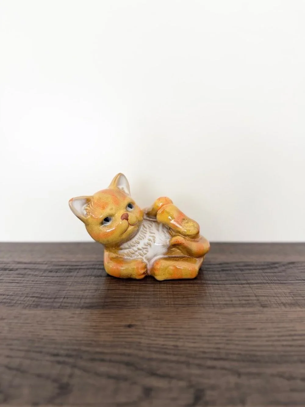VTG Garden Ridge Ceramic Orange Tabby Kitten Cat Figurine Whimsical Kitsch Decor